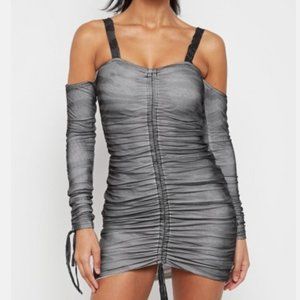 Zebra Mesh Ruched Dress